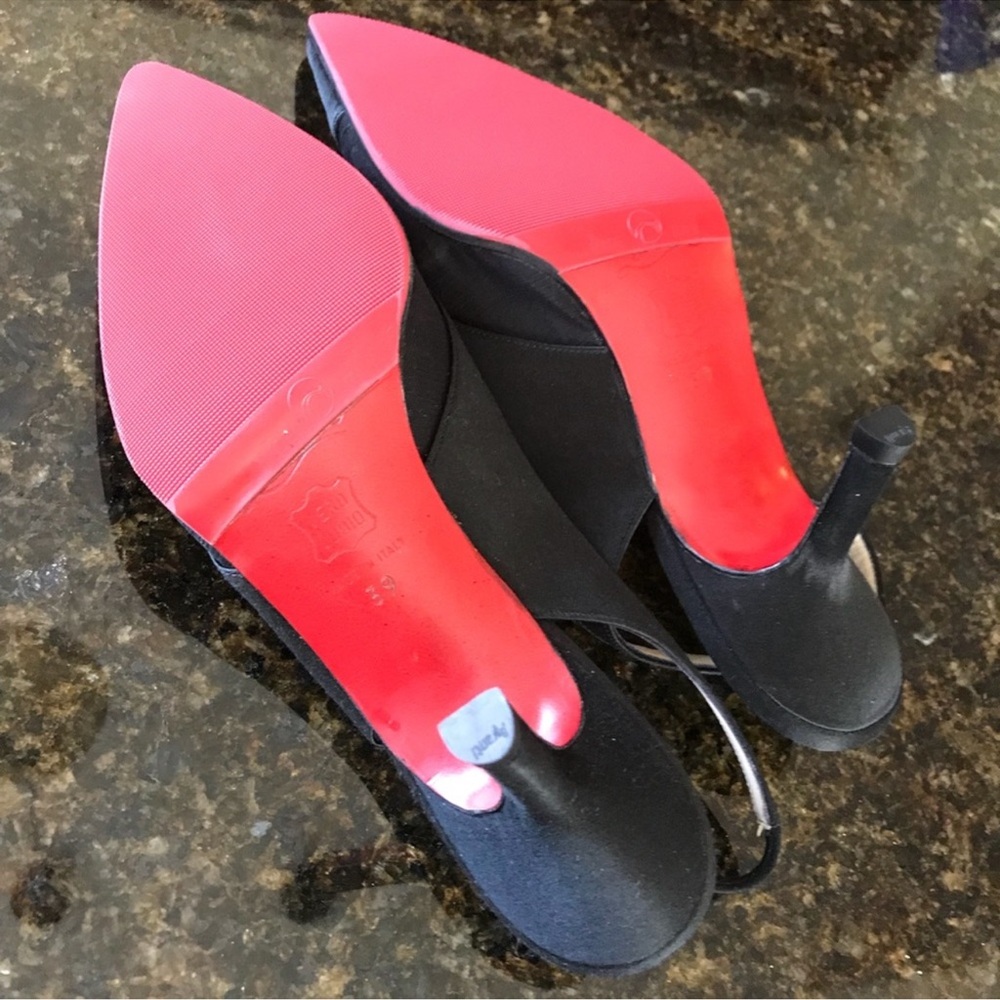 Christian Louboutin Black Pointed Slingback Pumps with Red Sole - Picture 8 of 8